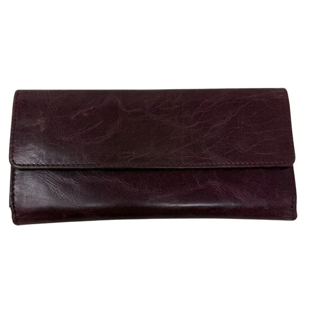 Vintage Sophia Visconti Burgundy Leather Wallet Card Slots Snap Closure Bifold